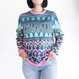 Atac Sportswear Neoprene Palmetto Crewneck Neon Sweatshirt Size Large